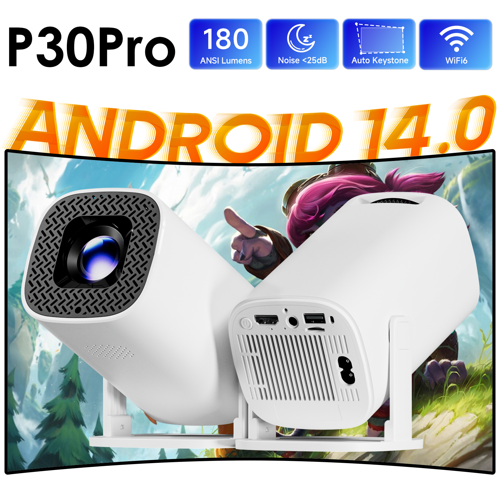 Home Cinema Mini - HONGTOP P30PRO Smart Mini Projector Android